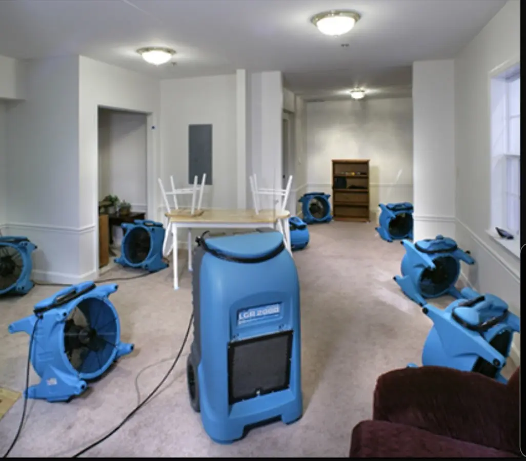 Air movers and dehumidifier setup for Water Extraction & Removal in Little Falls
